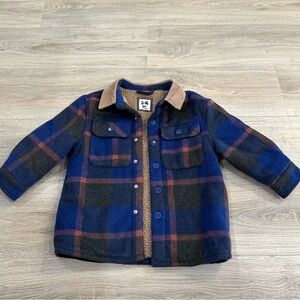 Cotton on kids blue plaid shacket size 3-4